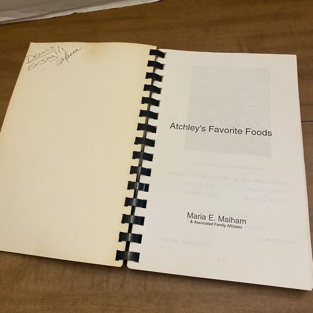 VTG Atchley's Favorite Foods Regional Cookbook Maria Malham Family Recipes 1994